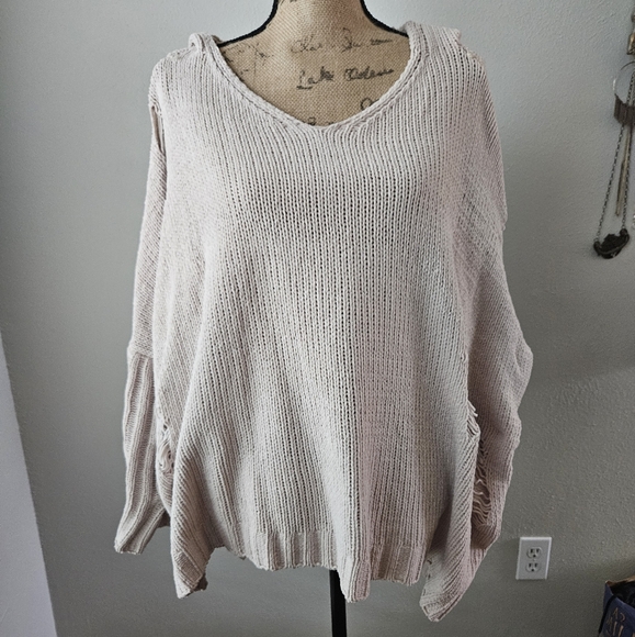 Sweaters - Distressed sweater hoodie